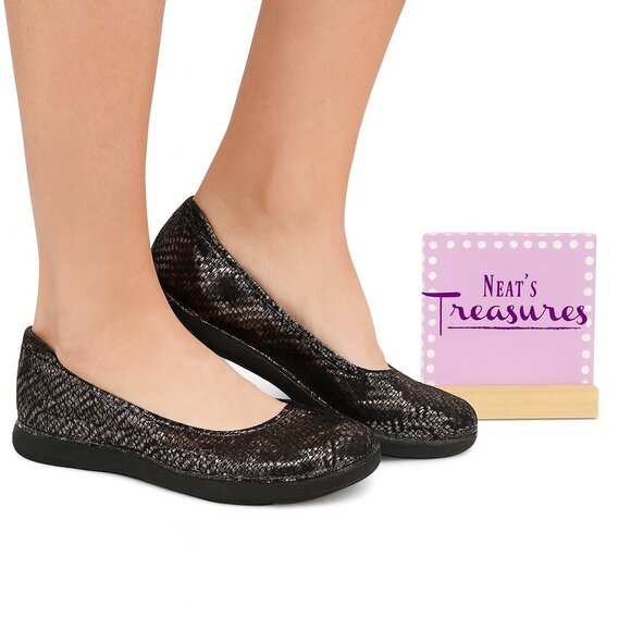 Alegria By PG Lite PEWTER DAZZLER PET-532 Leather Slip On Flat Shoes Size 8.5 - Picture 1 of 14